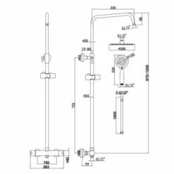Spey Series 2 Brushed Brass Dual Head Thermostatic Shower Kit - Highlife Bathrooms -Home Bathroom 13117R 2 570x807 1