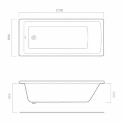 Tissino Lorenzo 1700 X 800mm Premium Reinforced Single Ended Bath -Home Bathroom 1700x800 tech