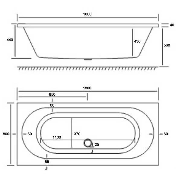 Beaufort Biscay 1800 X 800 Beauforte Reinforced Double Ended Bath 2 Beaufort Biscay 1800 X 800 Beauforte Reinforced Double Ended Bath - Image 2
