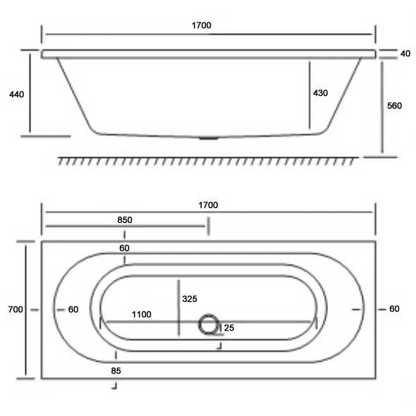 Beaufort Biscay 1700 X 700 Beauforte Reinforced Double Ended Bath 2 Beaufort Biscay 1700 X 700 Beauforte Reinforced Double Ended Bath - Image 2