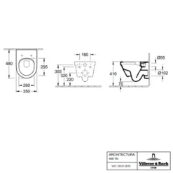 Villeroy & Boch Architectura Compact Round Wall Mounted Toilet Bundle -Home Bathroom 4687R001 tech