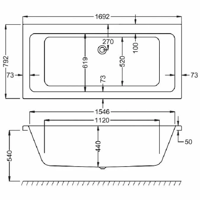 Carron Quantum Duo 1700 X 800 Double Ended Bath - Carronite 5 Carron Quantum Duo 1700 X 800 Double Ended Bath - Carronite - Image 5