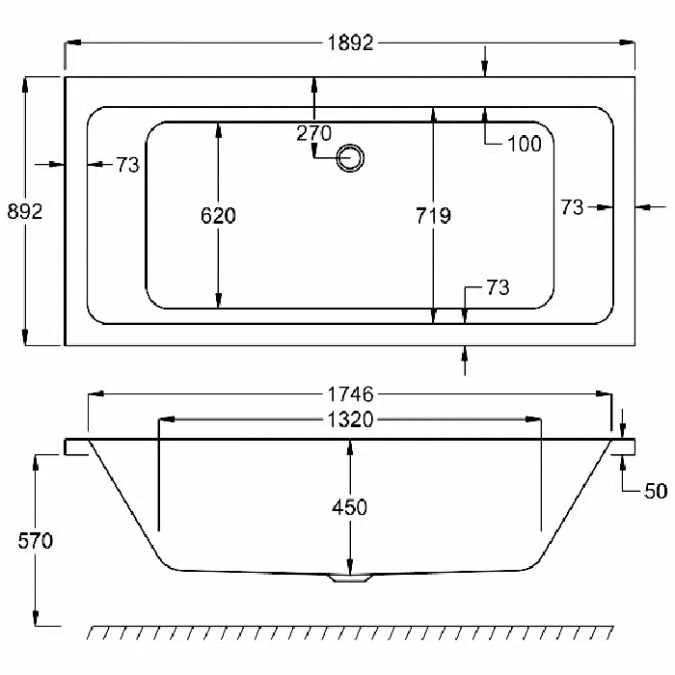 Carron Quantum Duo 1900 X 900 Double Ended Bath - 5mm 5 Carron Quantum Duo 1900 X 900 Double Ended Bath - 5mm - Image 5