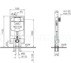 VitrA WC Frame Slim 1120 X 80mm For Stud Walls -Home Bathroom 740480001 tech