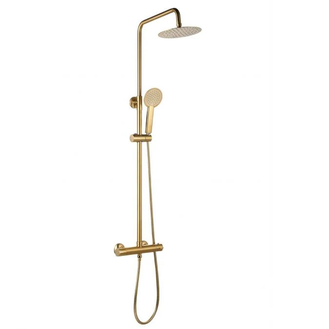 Niagara Equate Round Brushed Brass Thermostatic Dual Head Shower Set 2 Niagara Equate Round Brushed Brass Thermostatic Dual Head Shower Set - Image 2