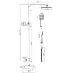 Niagara Observa Nickel Square Twin Shower Head Set -Home Bathroom 9302 spec 1