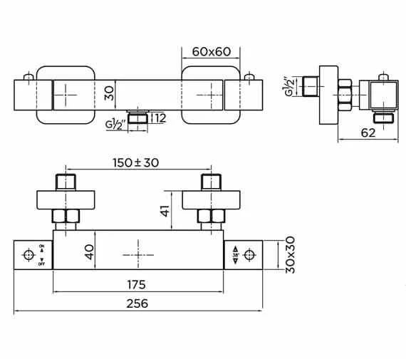 Niagara Observa Square Bar Shower Valve 2 - Chrome 2 Niagara Observa Square Bar Shower Valve 2 - Chrome - Image 2