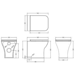 Ava Soft Square Rimless Back To Wall Toilet & Soft Close Seat -Home Bathroom AVA BTW Pan Sizes 1000px