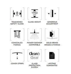 Aquadart Inline 1200mm Inline Shower Door With Recess Hinge 5 Aquadart Inline 1200mm Inline Shower Door With Recess Hinge -Home Bathroom Aquadart Inline Hinge Door Features 2