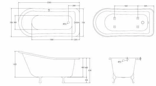 Bayswater Pembridge 1500mm Traditional Slipper Bath 5 Bayswater Pembridge 1500mm Traditional Slipper Bath - Image 5