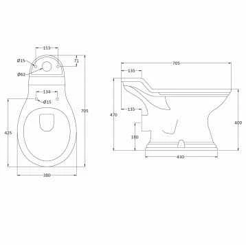 Bayswater Porchester Traditional Close Coupled Toilet - Flush Handle 7 Bayswater Porchester Traditional Close Coupled Toilet - Flush Handle - Image 7