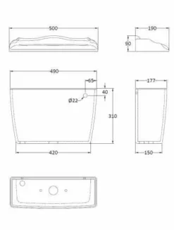 Bayswater Porchester Traditional Close Coupled Toilet - Flush Handle 15 Bayswater Porchester Traditional Close Coupled Toilet - Flush Handle -Home Bathroom BAYC107 tech