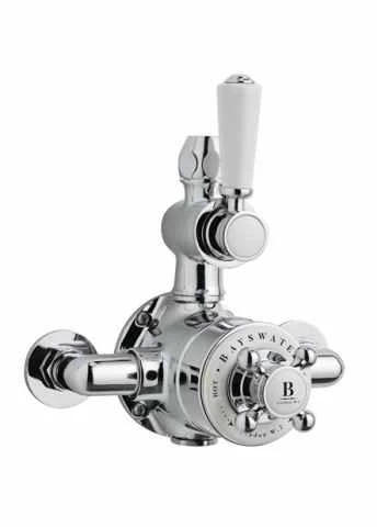 Bayswater Traditional Twin Exposed Shower Valve - White & Chrome 1 Bayswater Traditional Twin Exposed Shower Valve - White & Chrome
