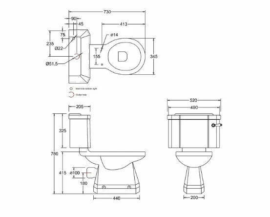 Burlington Close Coupled WC & White Ceramic Cistern With Lever P5 C1 3 Burlington Close Coupled WC & White Ceramic Cistern With Lever P5 C1 - Image 3
