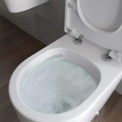 Campbell Rimless Back To Wall Comfort Height Pan & Soft Close Seat 5 Campbell Rimless Back To Wall Comfort Height Pan & Soft Close Seat -Home Bathroom Campbell Rimless Comfort Height BTW Pan Lifestyle 2