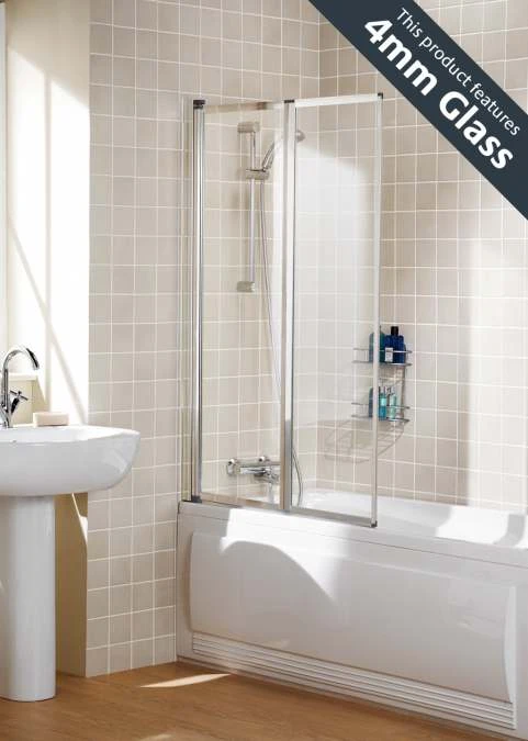 Lakes Bathrooms Framed Double Panel Bath Screen - 950 X 1400mm - White 2 Lakes Bathrooms Framed Double Panel Bath Screen - 950 X 1400mm - White - Image 2