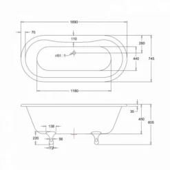 Burlington Windsor - Traditional Freestanding Bath - 1690mm 9 Burlington Windsor - Traditional Freestanding Bath - 1690mm -Home Bathroom E3 E10 CHR LD
