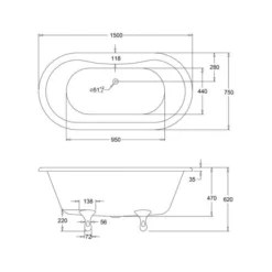 Burlington Windsor - Traditional Freestanding Bath - 1500mm 5 Burlington Windsor - Traditional Freestanding Bath - 1500mm -Home Bathroom E4 E10 CHR LD