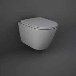 Feeling Matt Grey Wall Hung Rimless WC Inc Soft Close Seat - RAK Ceramics