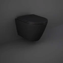 Feeling Matt Black Wall Hung Rimless WC Inc Soft Close Seat - RAK Ceramics
