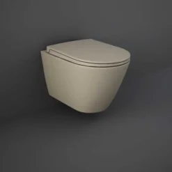 Feeling Matt Cappuccino Wall Hung Rimless WC Inc Soft Close Seat - RAK Ceramics