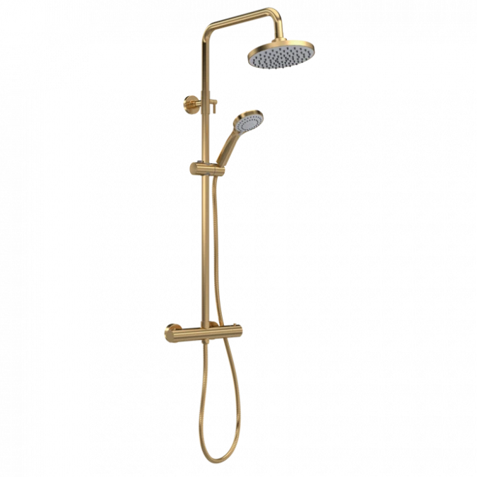 Nuie Round Thermostatic Bar Shower Kit - Brushed Brass 1 Nuie Round Thermostatic Bar Shower Kit - Brushed Brass