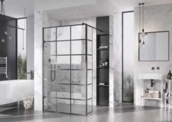 Roman Liberty Matt Black Grid Wetroom Panel - 757mm 6 Roman Liberty Matt Black Grid Wetroom Panel - 757mm -Home Bathroom Liberty Black Grid panel x1 with return