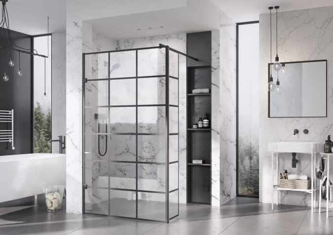 Roman Liberty Matt Black Grid Wetroom Panel - 757mm 3 Roman Liberty Matt Black Grid Wetroom Panel - 757mm - Image 3