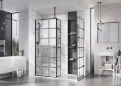 Roman Liberty Matt Black Grid Wetroom Panel - 757mm 7 Roman Liberty Matt Black Grid Wetroom Panel - 757mm -Home Bathroom Liberty Black Grid panels x2 with Return