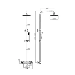 Scudo Core Chrome Twin Head Rigid Riser Shower Kit 5 Scudo Core Chrome Twin Head Rigid Riser Shower Kit -Home Bathroom NU 019 LINEDRAWING 001 1
