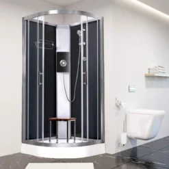 Vidalux Pure E 1000 Shower Cabin 1000 X 1000mm With Triton Electric Shower -Home Bathroom Pure E Black Black