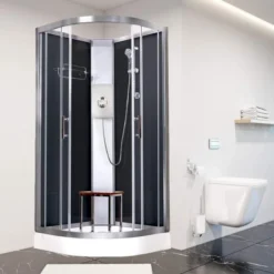 Vidalux Pure E 1000 Shower Cabin 1000 X 1000mm With Triton Electric Shower -Home Bathroom Pure E Black Metal