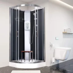 Vidalux Pure E 1000 Shower Cabin 1000 X 1000mm With Triton Electric Shower -Home Bathroom Pure E Black Standard