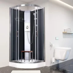 Vidalux Pure E 1000 Shower Cabin 1000 X 1000mm With Triton Electric Shower -Home Bathroom Pure E Black White