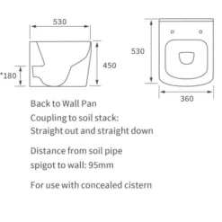 Ankam Rimless Comfort Height Back To Wall Toilet & Soft Close Seat -Home Bathroom RDBS1888 tech