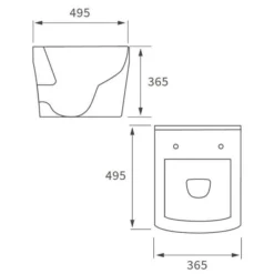Ankam Rimless Wall Hung Toilet & Soft Close Seat -Home Bathroom RDBS1890 tech
