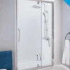 1100mm Semi-Frameless Pivot Shower Door With Integrated In-Line Panel, Lakes Classic Collection
