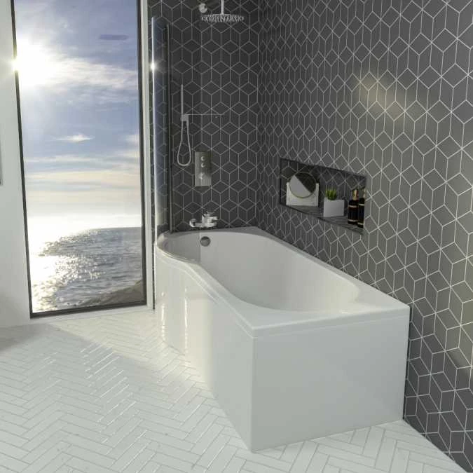 Beaufort Shannon 1700 X 850 P Shaped Shower Bath - Left Hand 1 Beaufort Shannon 1700 X 850 P Shaped Shower Bath - Left Hand