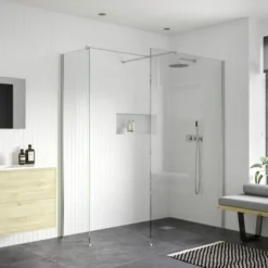 Supreme 700mm Wetroom Panel & Support Bar -Home Bathroom Supreme End Panel 1