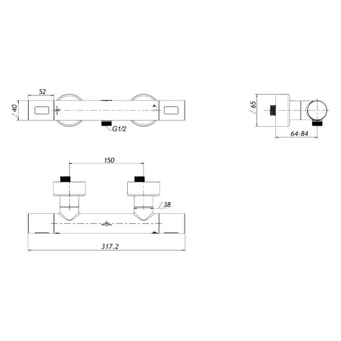 Villeroy & Boch Round Matt Black Thermostatic Exposed Shower Set With Riser Rail 2 Villeroy & Boch Round Matt Black Thermostatic Exposed Shower Set With Riser Rail - Image 2