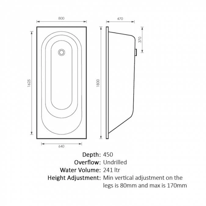Abacus 1800 X 800mm Reinforced Single Ended Bath 3 Abacus 1800 X 800mm Reinforced Single Ended Bath - Image 3