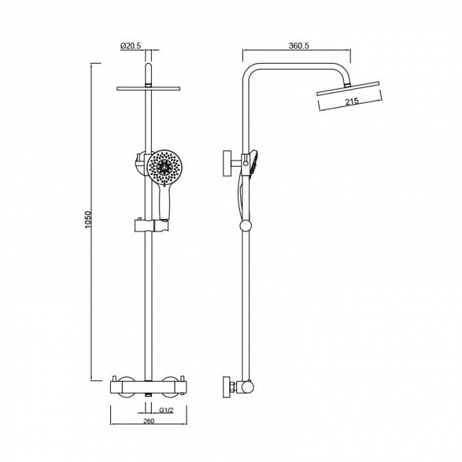 Abacus Emotion Dual Head Thermostatic Shower VESK-65-0010 2 Abacus Emotion Dual Head Thermostatic Shower VESK-65-0010 - Image 2