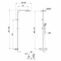 Scudo Helier Square Cool Touch Dual Head Rigid Riser Shower 11 Scudo Helier Square Cool Touch Dual Head Rigid Riser Shower -Home Bathroom VIZION010 LD
