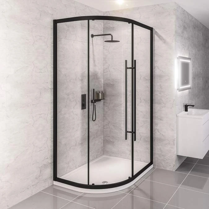 Vantage 2000 Matt Black Offset Quadrant Shower Enclosure 1100 X 800
