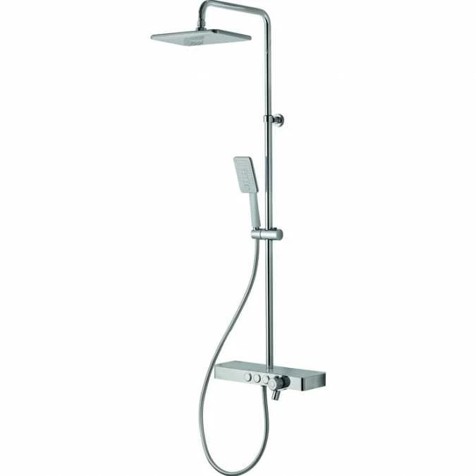 Vema Thermostatic Shower Column With Fixed Head, Riser, Shelf & Foot Wash - White/Chrome 1 Vema Thermostatic Shower Column With Fixed Head, Riser, Shelf & Foot Wash - White/Chrome