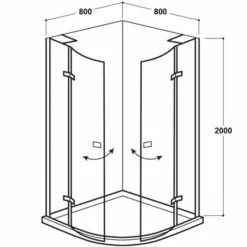 Vodas 8 Stella 800 Frameless Hinge Door Quadrant Shower Enclosure - Silver -Home Bathroom Vodas 8 Stell Quad 800 Tech