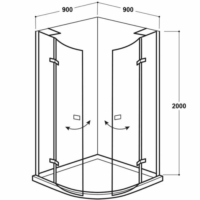 Vodas 8 Stella 900 Frameless Hinge Door Quadrant Shower Enclosure - Silver 2 Vodas 8 Stella 900 Frameless Hinge Door Quadrant Shower Enclosure - Silver - Image 2