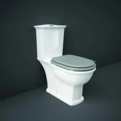 Washington Close Coupled Open Back Push Button Flush WC With Soft Close Seat Grey - RAK Ceramics