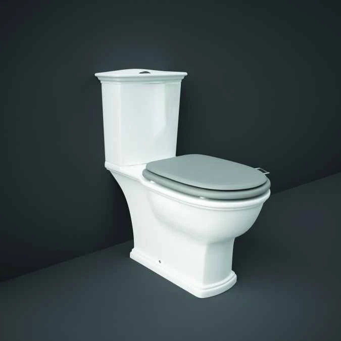 Washington Close Coupled Open Back Push Button Flush WC With Soft Close Seat Grey - RAK Ceramics 1 Washington Close Coupled Open Back Push Button Flush WC With Soft Close Seat Grey - RAK Ceramics