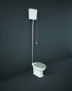 Washington High Level Cistern And WC With Soft Close Seat Grey - RAK Ceramics
